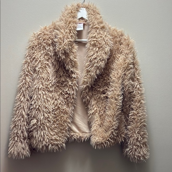 Little Lass Jackets & Blazers - Little Lass Tan Teddy Jacket